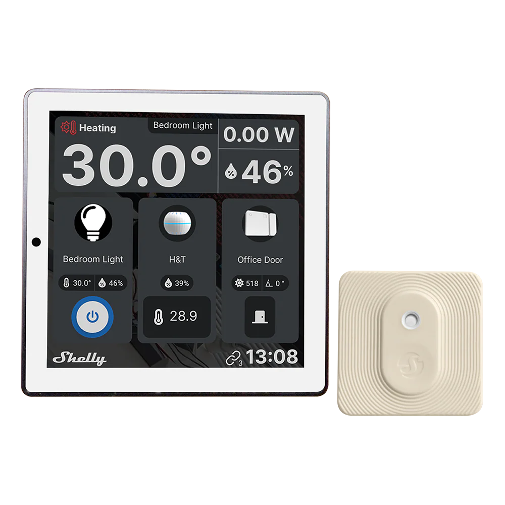 Shelly Wall Display - BLU H&T + Placca Adattatore 503 – 502 Universale per Termostati e Dispositivi Smart
