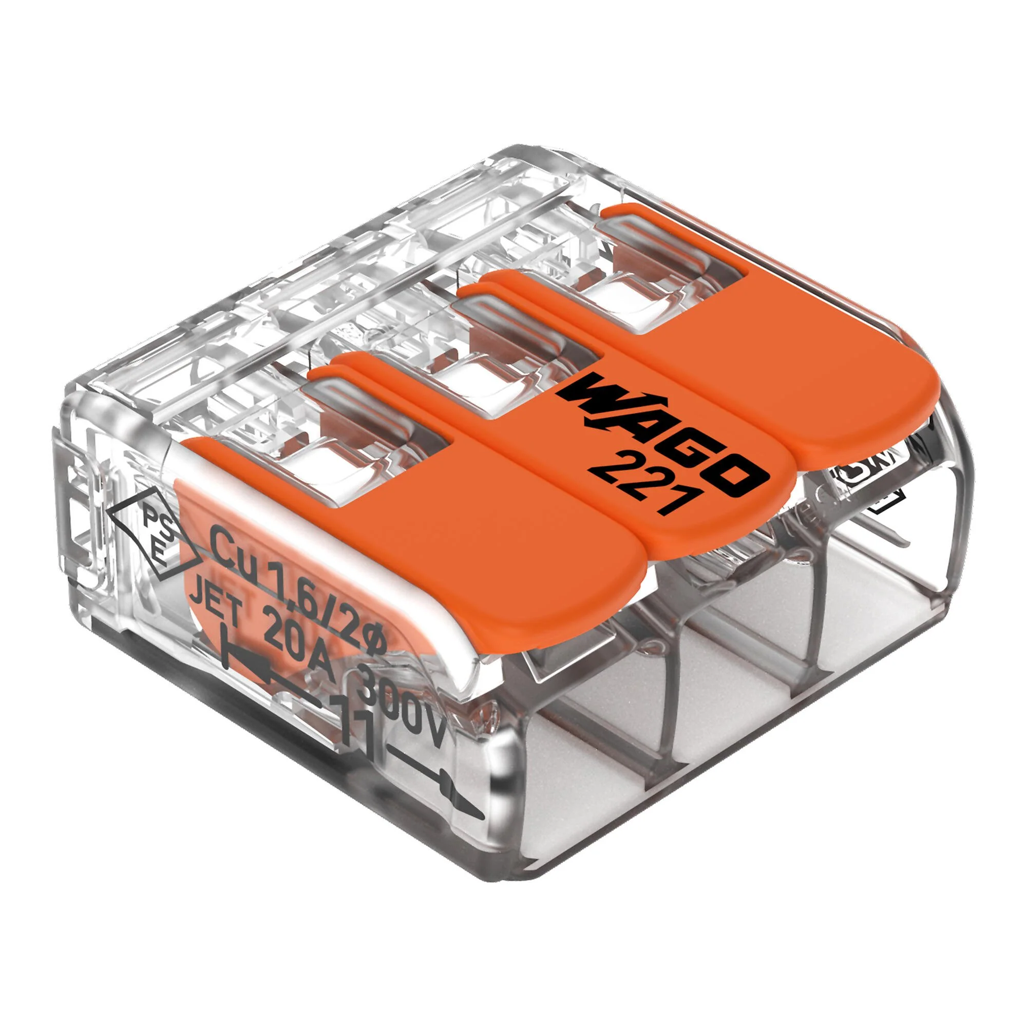 Wago 221-413 (Conf. 50 pz) - Morsetto di giunzione con leve
