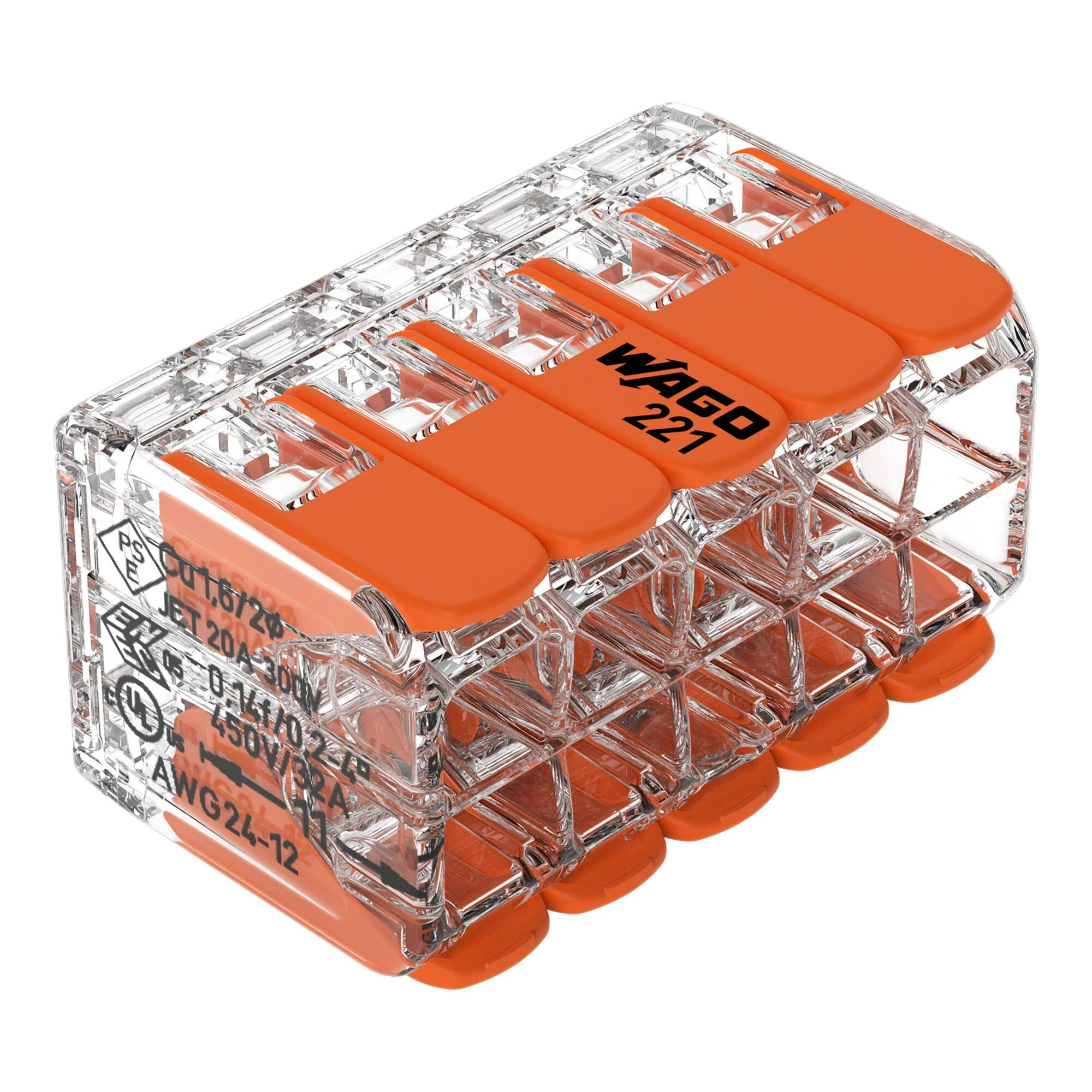 Wago 221-420 (Conf. 15 pz) - Morsetto di giunzione con leve